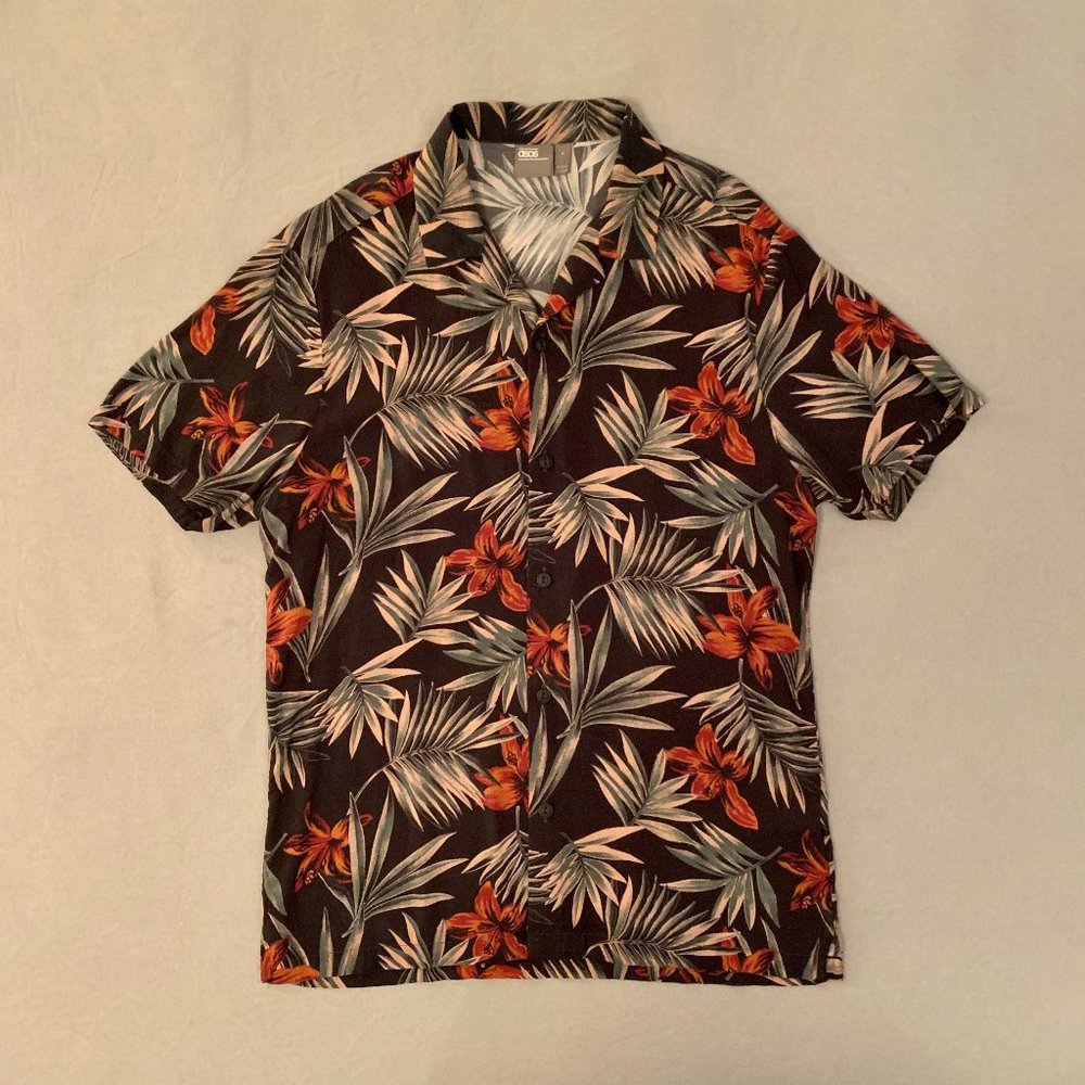 ASOS Floral Print Hawaiian Short Sleeve Button Down Shirt